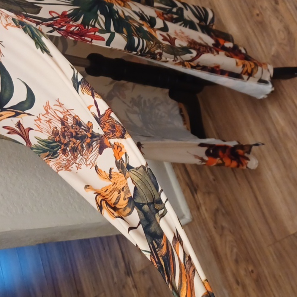 Orange and Green Maxi Sundress with Sleeveless Flutter Sleeves - Picture 5 of 5